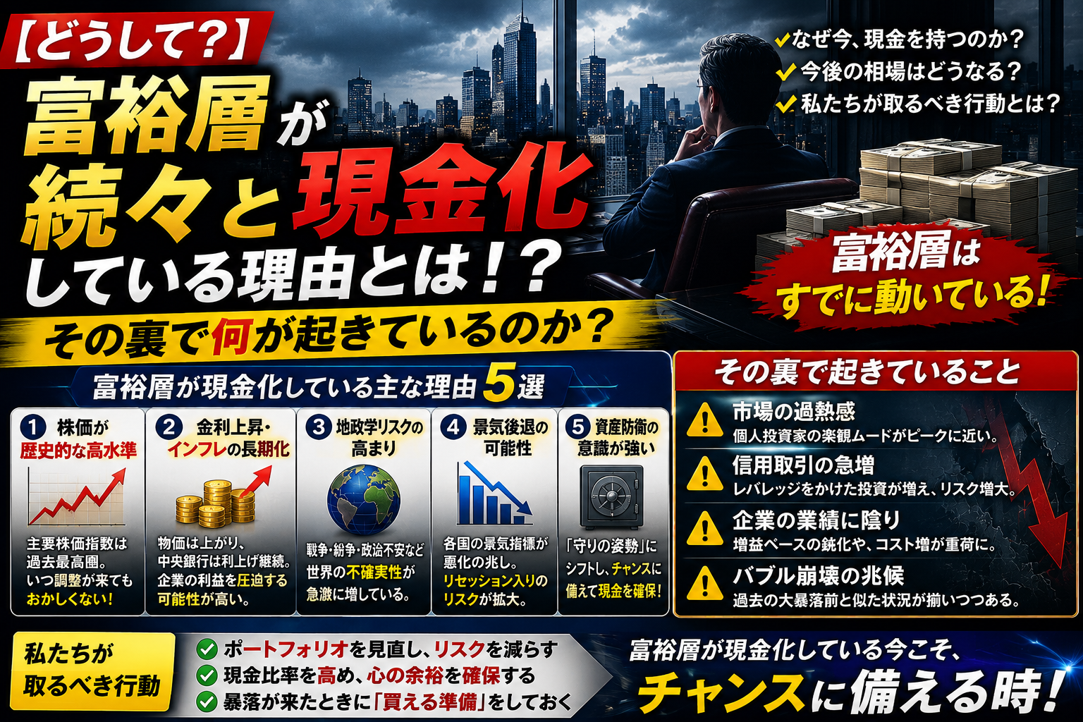 【どうして？】富裕層が続々と現金化している理由とは！？その裏で何が起きているのか？